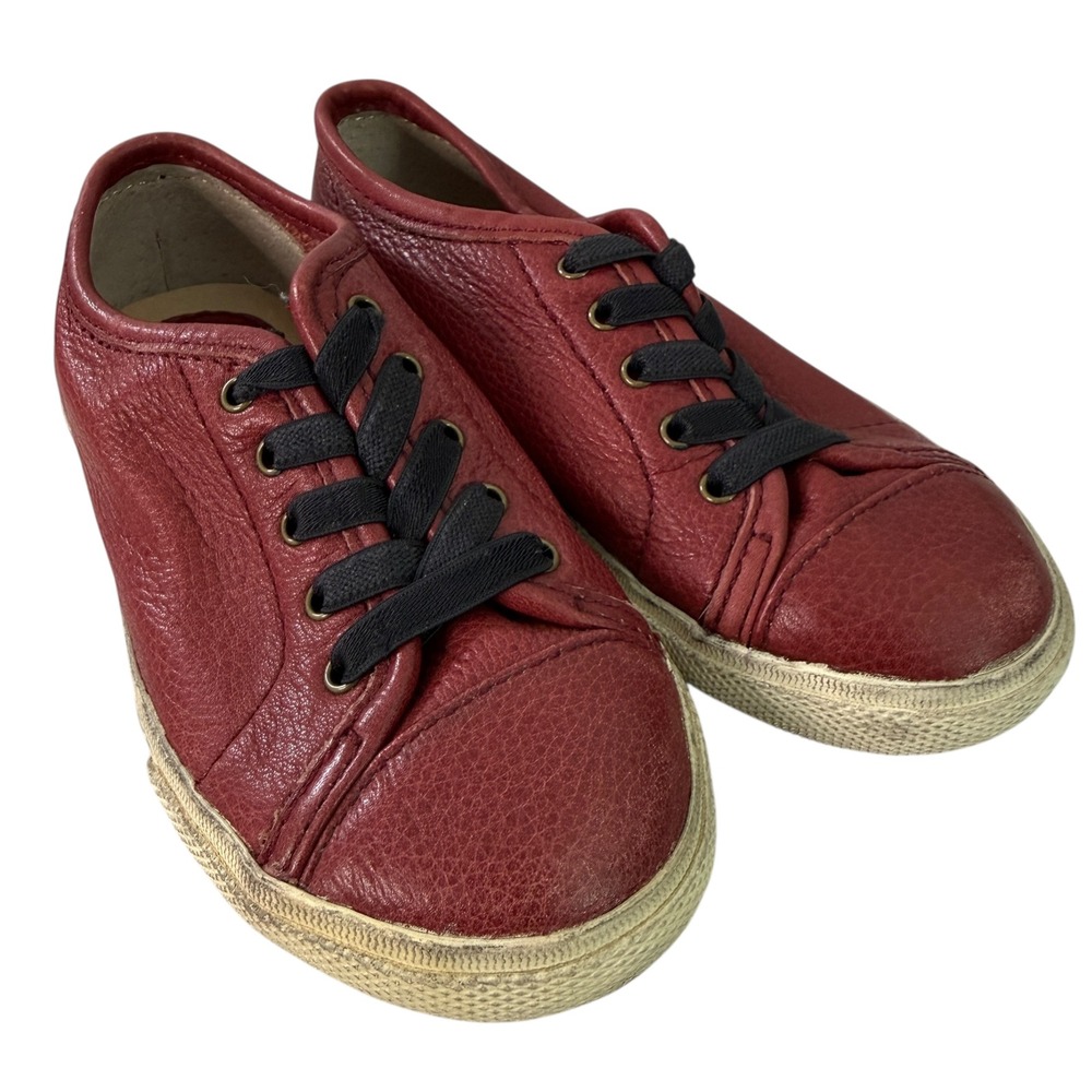 Frye Chambers Low Red Leather Lace Up Sneakers Kids YTH 8 Casual Shoes‎
